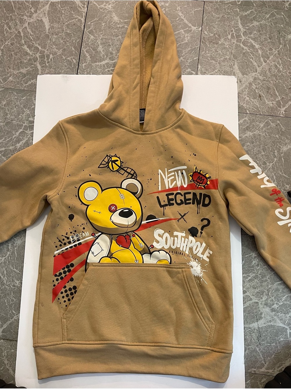 South Pole Camel Hoodie with Black Graphic Accents